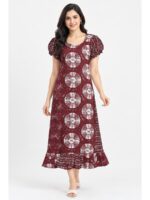 W-NY-576-15-MR-M_front Women's Cotton Frock Nighty - Maroon