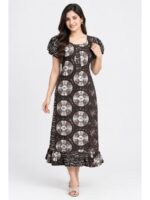 W-NY-576-16-CF-M_front Women's Cotton Zip Frock Nighty - Coffee