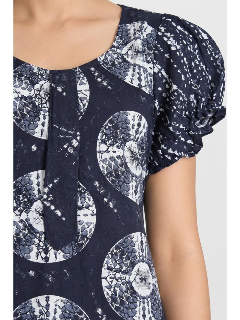 Women's Cotton Zip Frock Nighty - Navy Blue