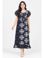 Women's Cotton Zip Frock Nighty - Navy Blue