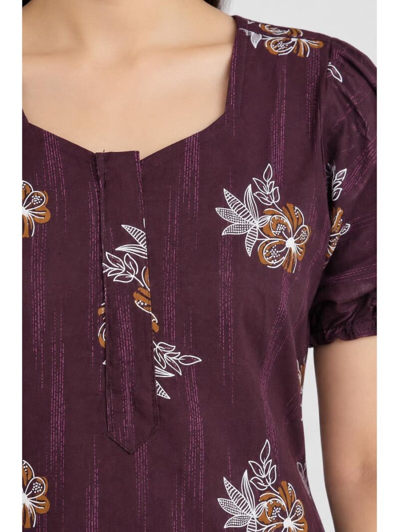 Women's Cotton Zip Frock Nighty - Purple