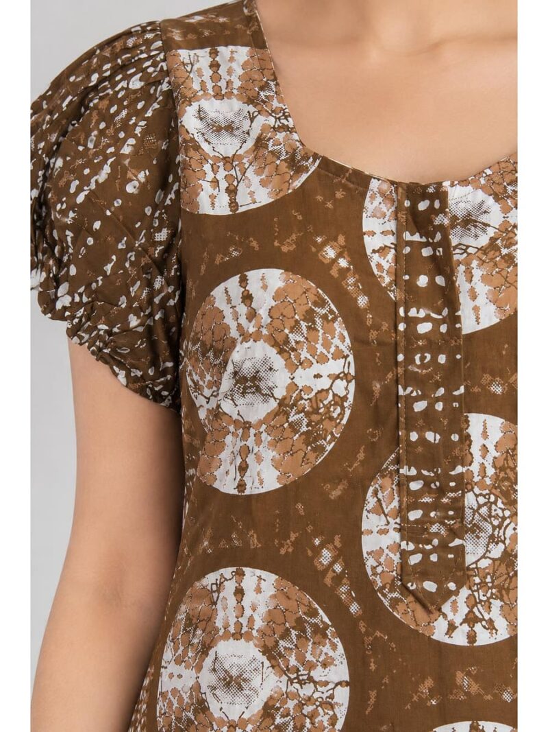 Women's Cotton Zip Frock Nighty - Brown