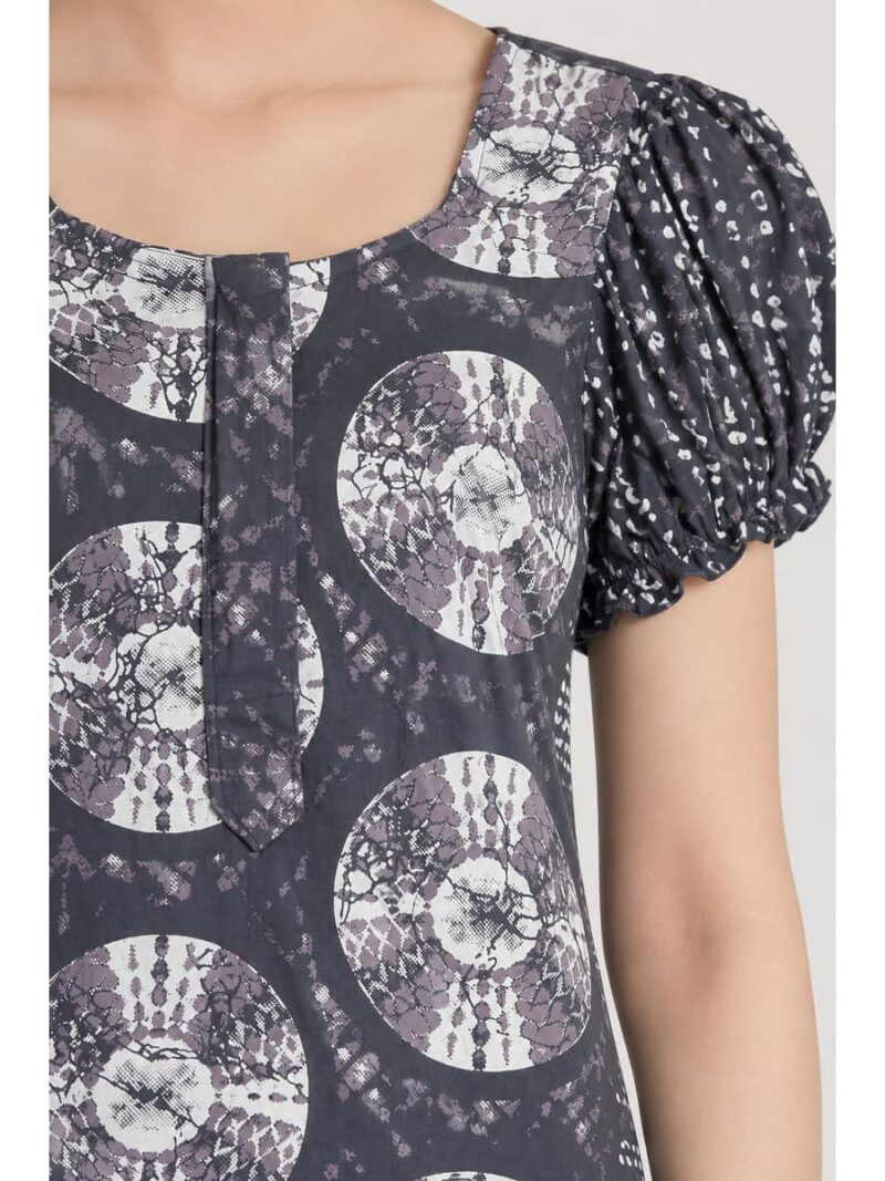 Women's Cotton Zip Frock Nighty - Grey