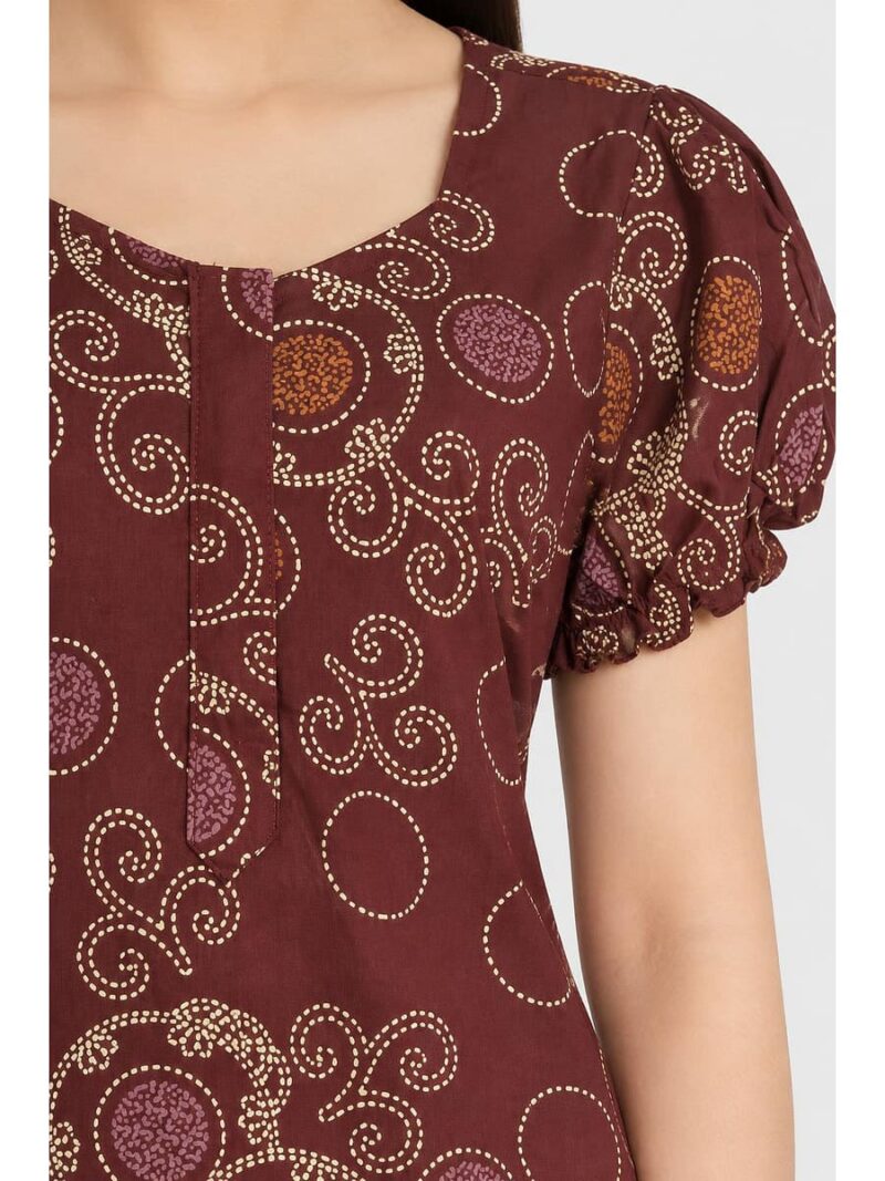 Women's Cotton Zip Frock Nighty - Maroon