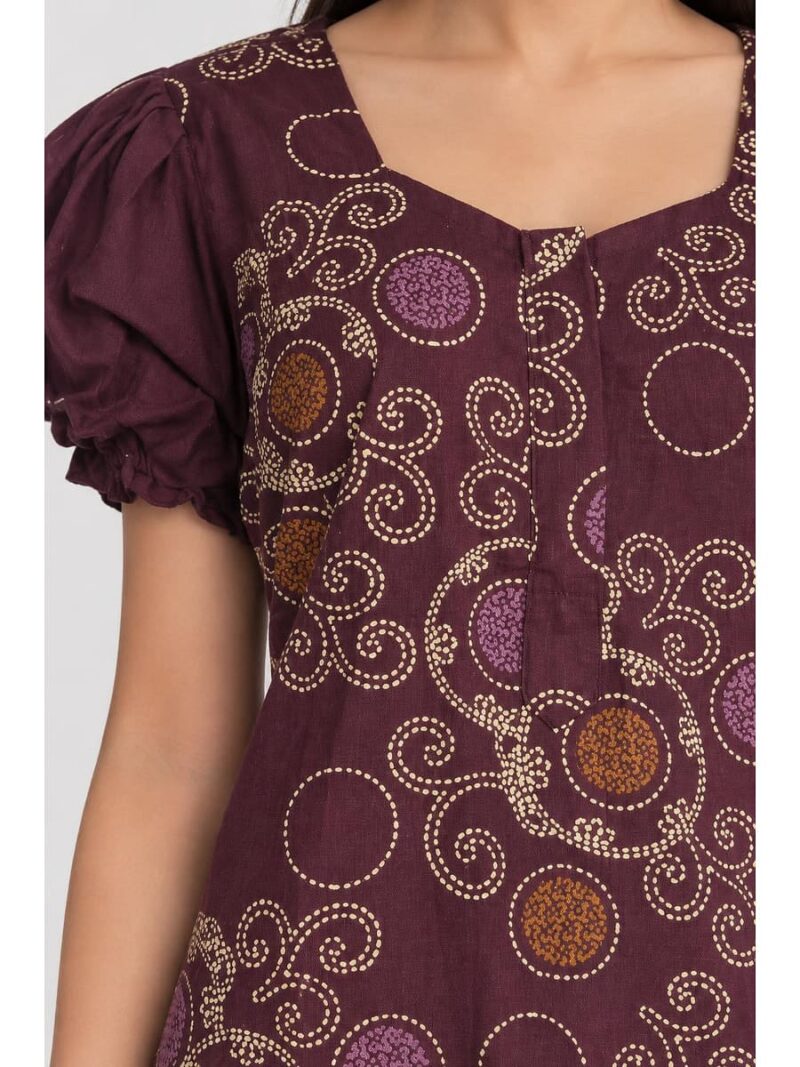 Women's Cotton Zip Frock Nighty - Purple