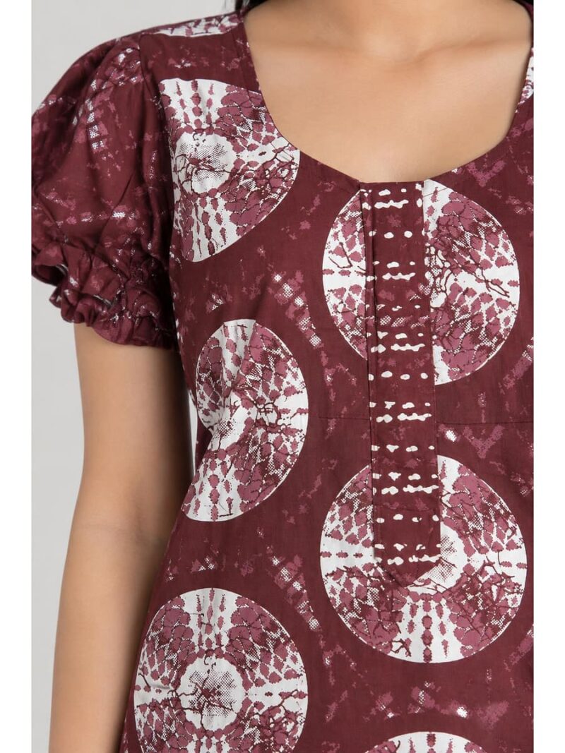 Women's Cotton Zip Frock Nighty - Maroon