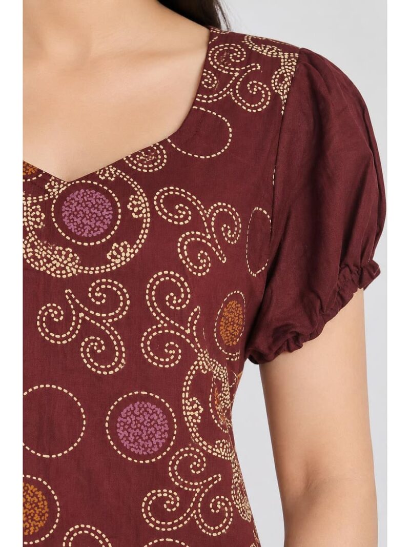 Women's Cotton Frock Nighty - Marron