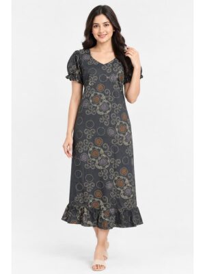 Women's Cotton Frock Nighty - Grey
