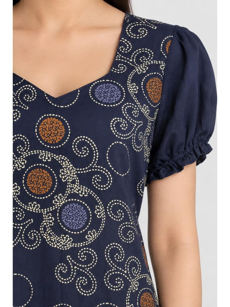 Women's Cotton Frock Nighty - Navy Blue