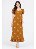 W-NY-577-07-AM-L_front Women's Cotton Frock Nighty - Amber