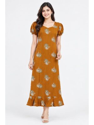 Women's Cotton Frock Nighty - Amber