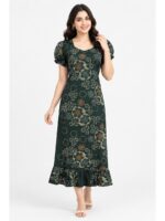 Women's Cotton Frock Nighty - Green