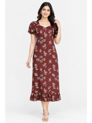 Women's Cotton Frock Nighty - Maroon