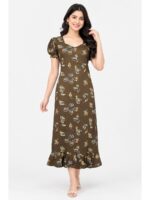 W-NY-577-13-BR-L_front Women's Cotton Frock Nighty - Brown