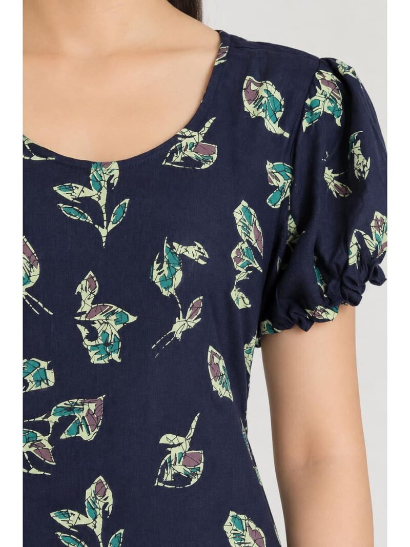 Women's Cotton Frock Nighty - Navy Blue