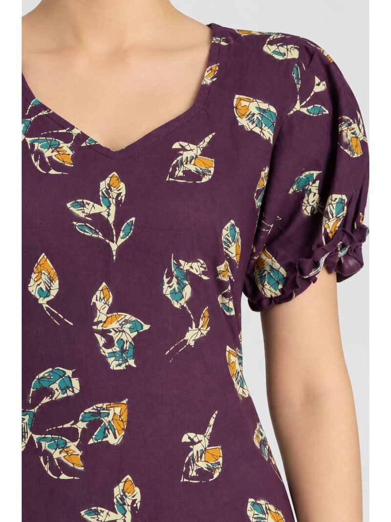 Women's Cotton Frock Nighty - Purple