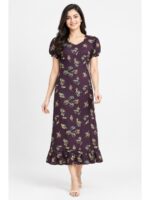Women's Cotton Frock Nighty - Purple