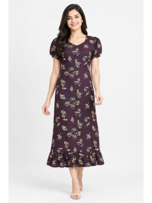 Women's Cotton Frock Nighty - Purple