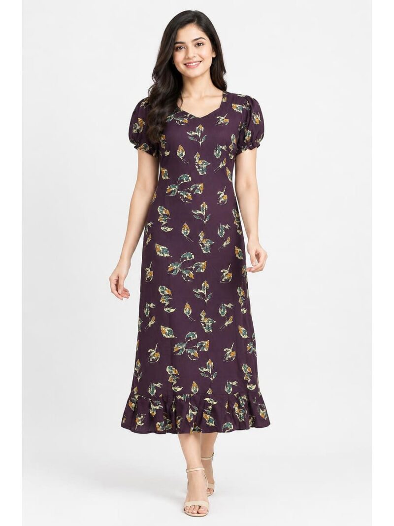 Women's Cotton Frock Nighty - Purple