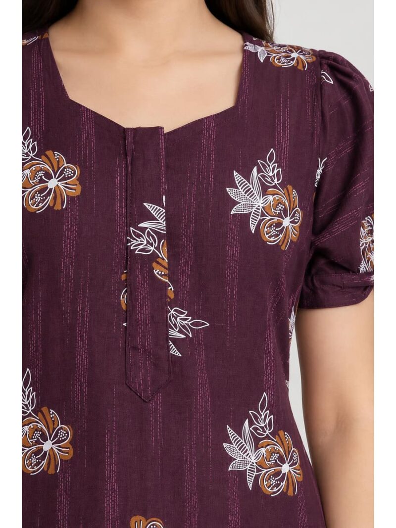 Women's Cotton Zip Frock Nighty - Purple