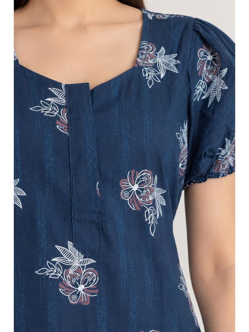 Women's Cotton Zip Frock Nighty - Teal