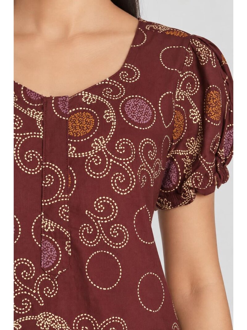 Women's Cotton Zip Frock Nighty - Maroon