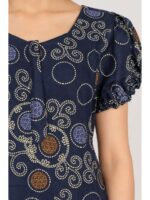 W-NY-577-21-NB-L_detail Women's Cotton Zip Frock Nighty - Navy Blue