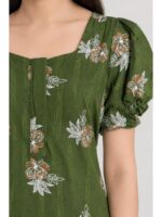 Women's Cotton Zip Frock Nighty - Olive Green