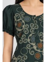 Women's Cotton Zip Frock Nighty - Green