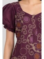 Women's Cotton Zip Frock Nighty - Purple