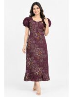 Women's Cotton Zip Frock Nighty - Purple