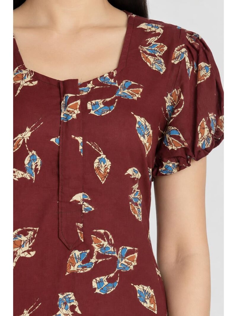 Women's Cotton Zip Frock Nighty - Maroon