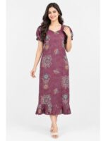Women's Cotton Frock Nighty - Plum
