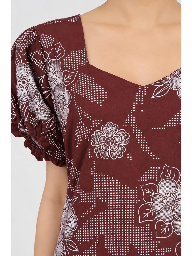 Women's Cotton Frock Nighty - Maroon