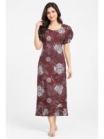 W-NY-578-05-MR-XL_front Women's Cotton Frock Nighty - Maroon
