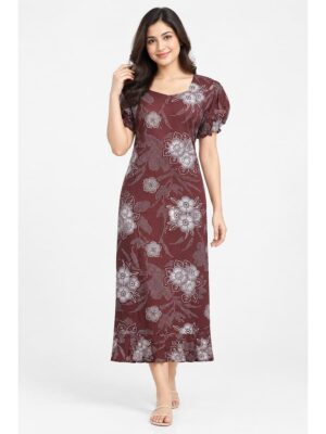 Women's Cotton Frock Nighty - Maroon