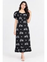 W-NY-578-06-NB-XL_front Women's Cotton Zip Frock Nighty - Navy Blue