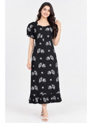 Women's Cotton Zip Frock Nighty - Navy Blue