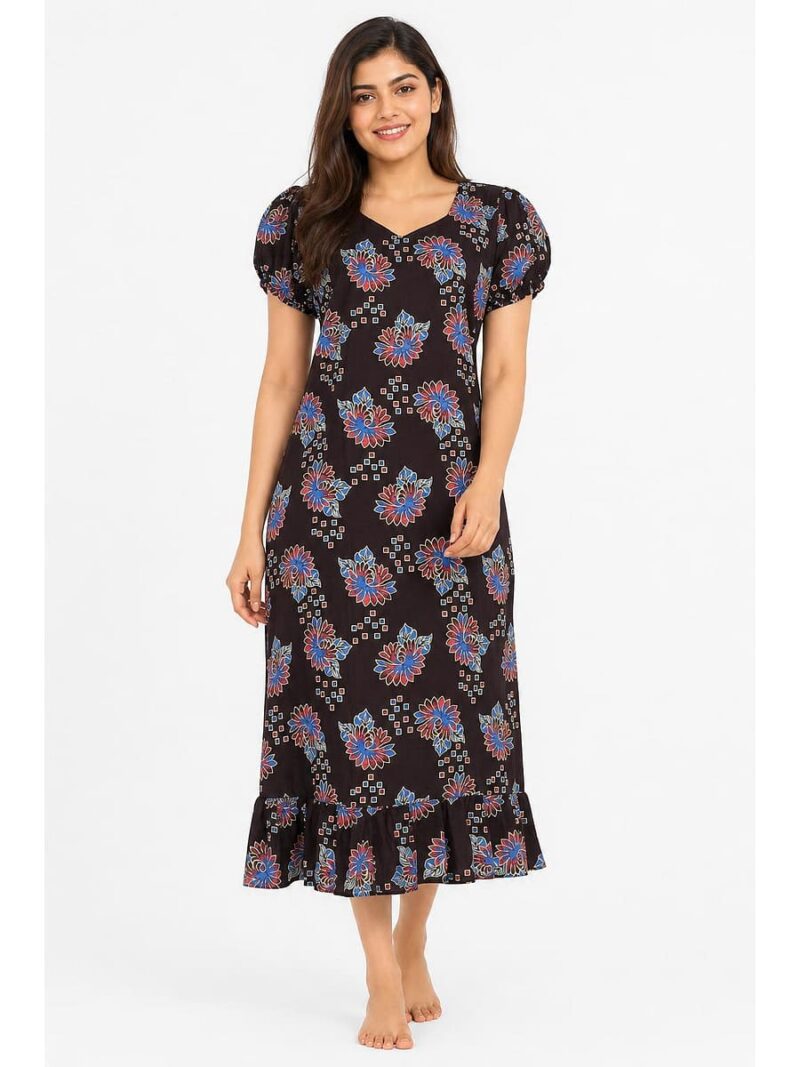 W-NY-600-02-PP-XL_front Women's Cotton Frock Nighty - Purple