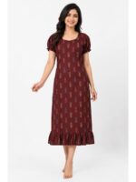 W-NY-600-05-MR-XL_front Women's Cotton Frock Nighty - Maroon