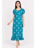 Women's Cotton Frock Nighty - Blue