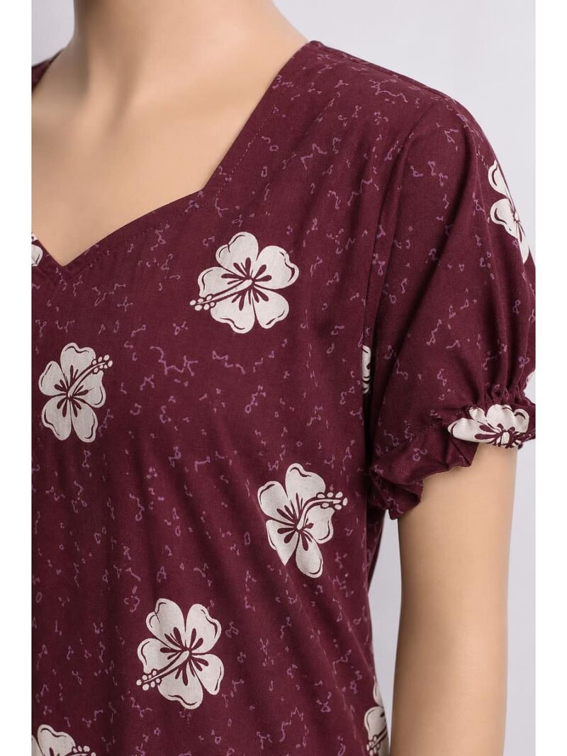 Women's Cotton Frock Nighty - Maroon