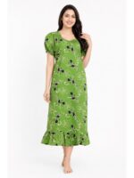 W-NY-600-10-MG-XL_front Women's Cotton Frock Nighty - Mint Green