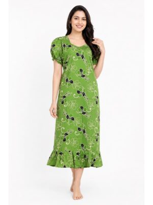 Women's Cotton Frock Nighty - Mint Green