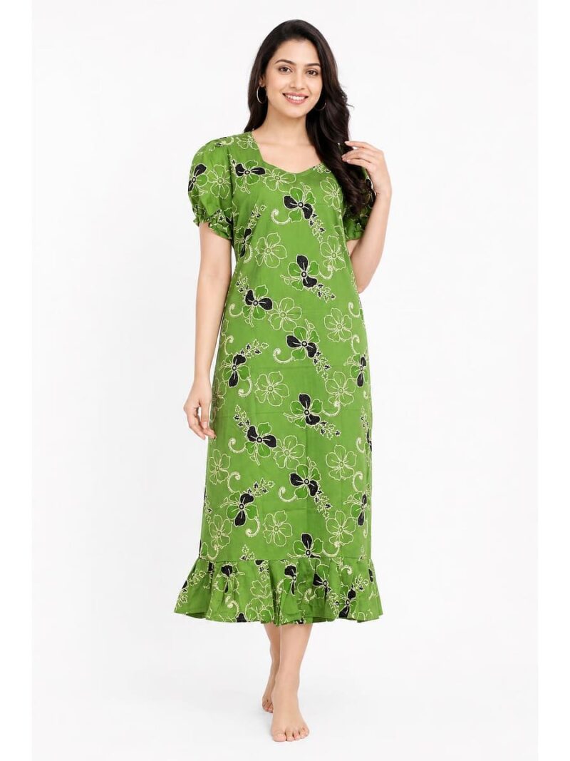 W-NY-600-10-MG-XL_front Women's Cotton Frock Nighty - Mint Green