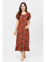 W-NY-600-11-TC-XL_front Women's Cotton Frock Nighty - Terracotta