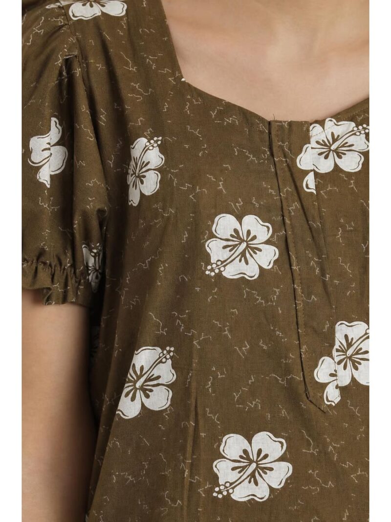 Women's Cotton Zip Frock Nighty - Brown