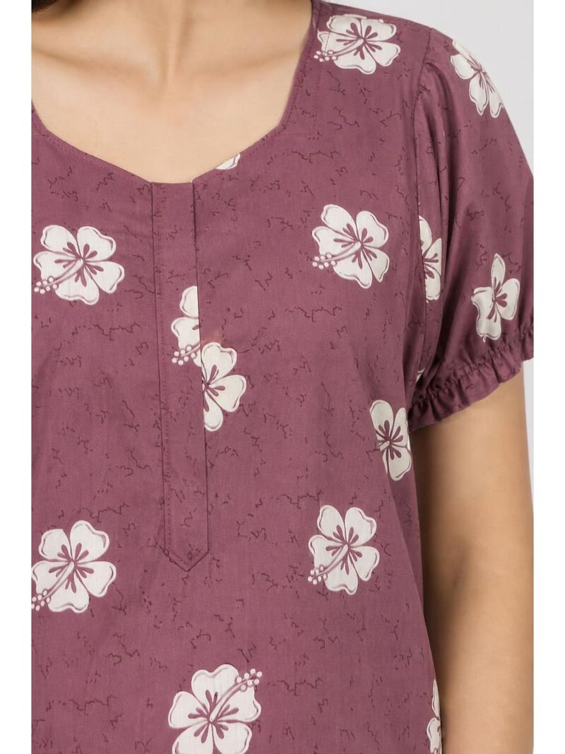 Women's Cotton Zip Frock Nighty - Dust Pink