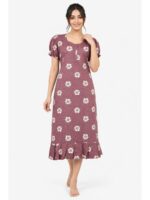 W-NY-600-15-DPK-XL-f_front Women's Cotton Zip Frock Nighty - Dust Pink