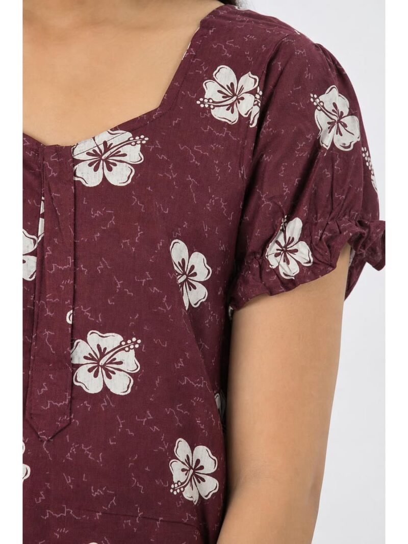 Women's Cotton Zip Frock Nighty - Maroon